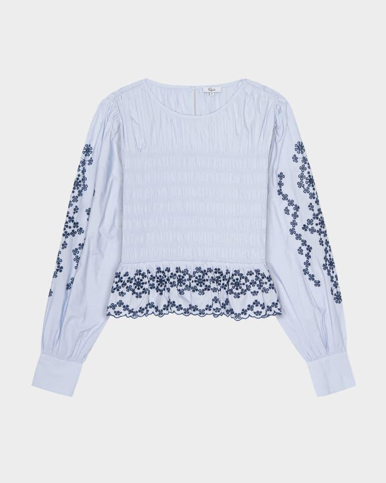 Tabi Embroidered Long-Sleeve Poplin Top by RAILS