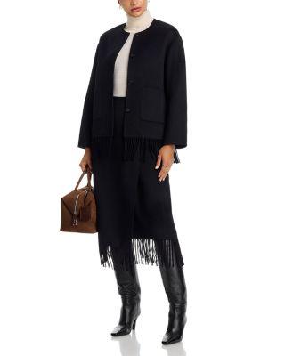 Tomoko Button Front Coat & Oliver Fringe Trim Midi Skirt by RAILS