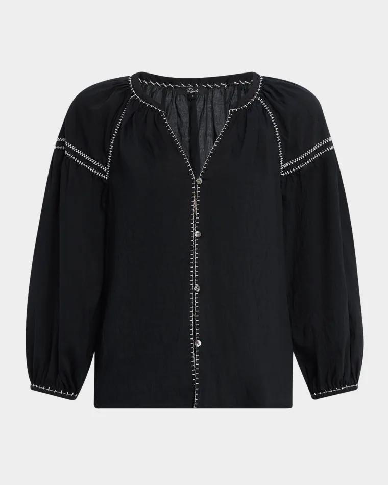 Vasia Button-Front Blouse by RAILS