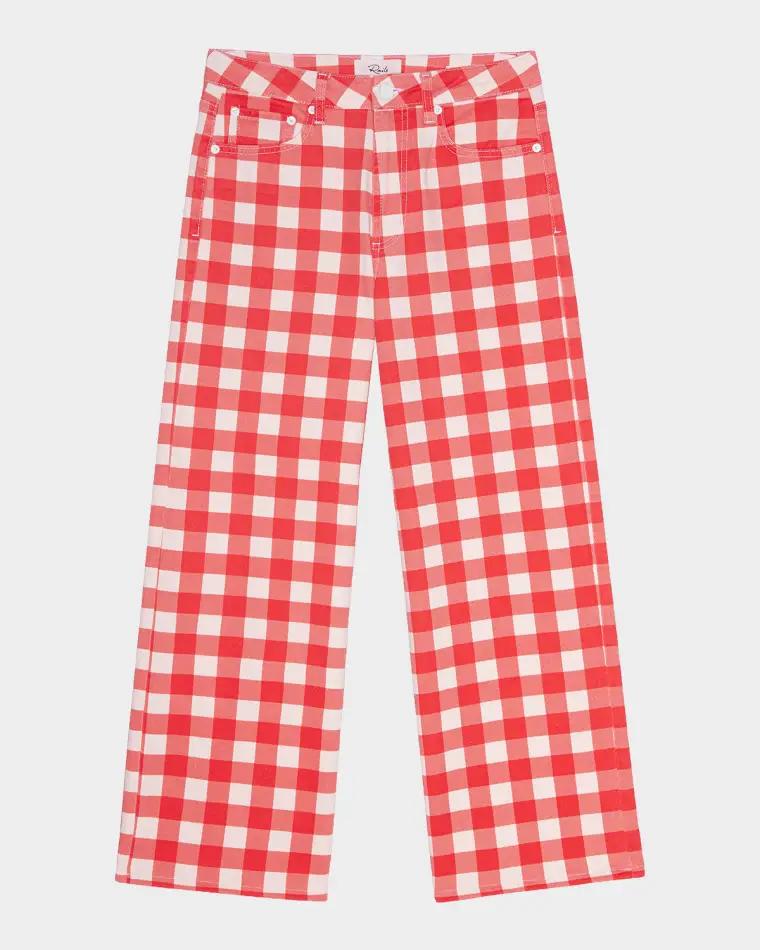 x Giadzy Getty Cropped Wide-Leg Gingham Jeans by RAILS