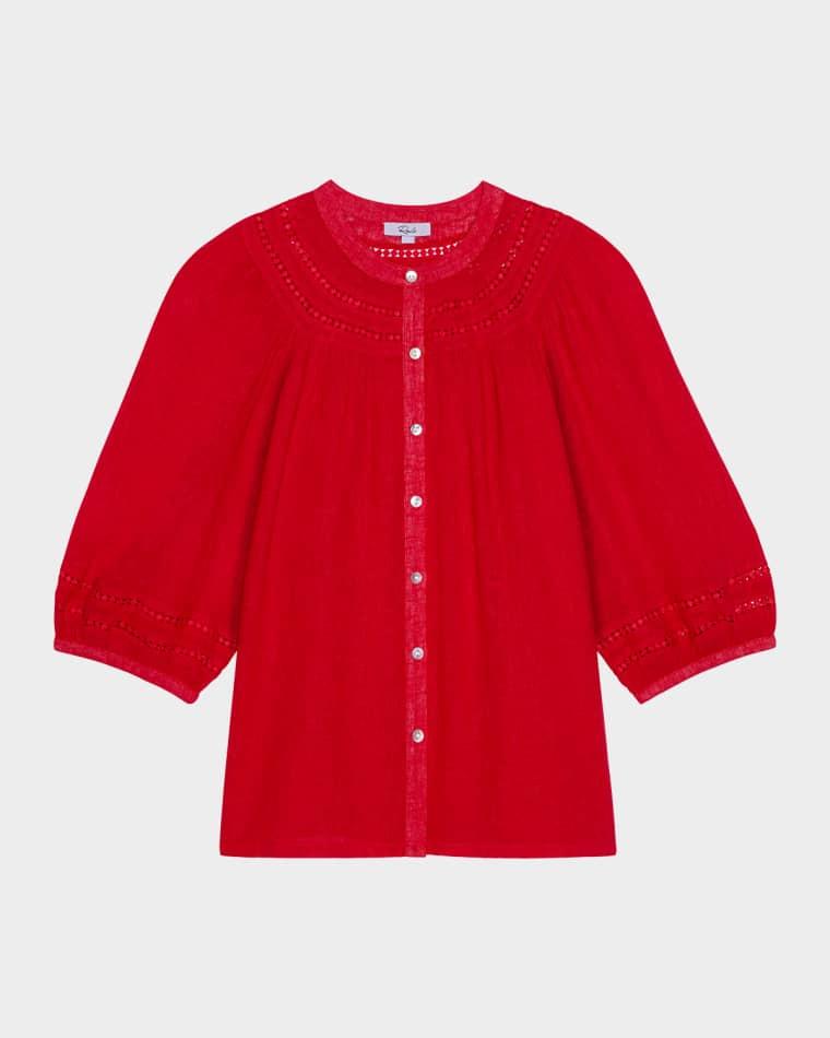 x Giadzy Theia Embroidered Linen Blouse by RAILS