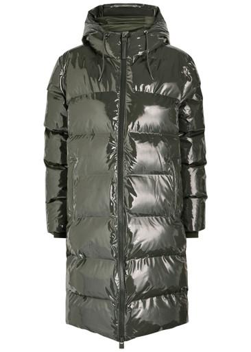 Alta long quilted coated waterproof jacket by RAINS