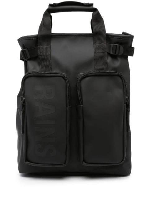 logo-print multi-pocket backpack by RAINS