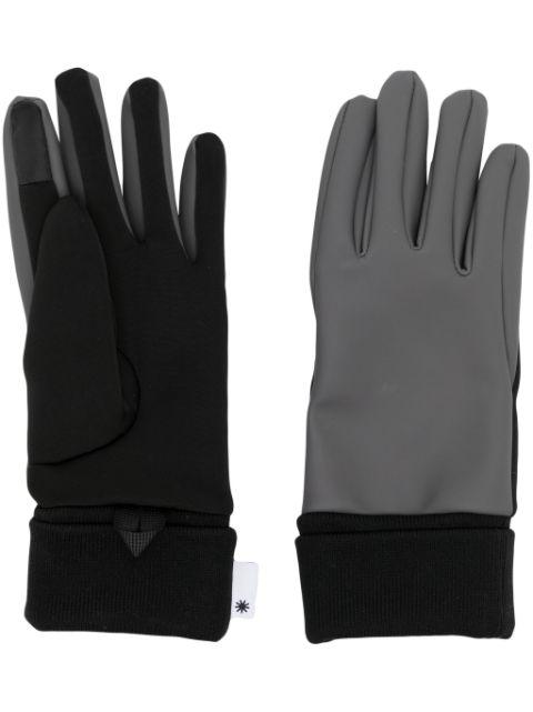 logo-tag two-tone panelled gloves by RAINS