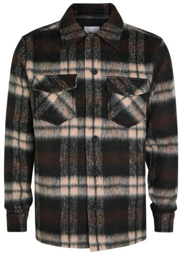 Caldera plaid brushed wool-blend overshirt by RAITH