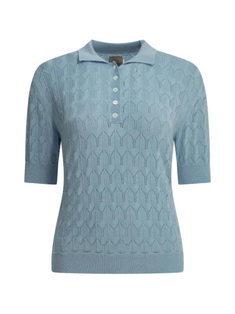 California pointelle-knit polo top by RAKKI