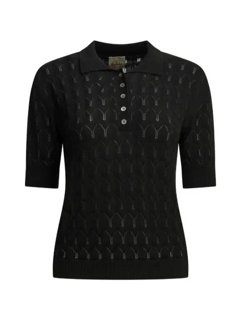 California pointelle-knit polo top by RAKKI