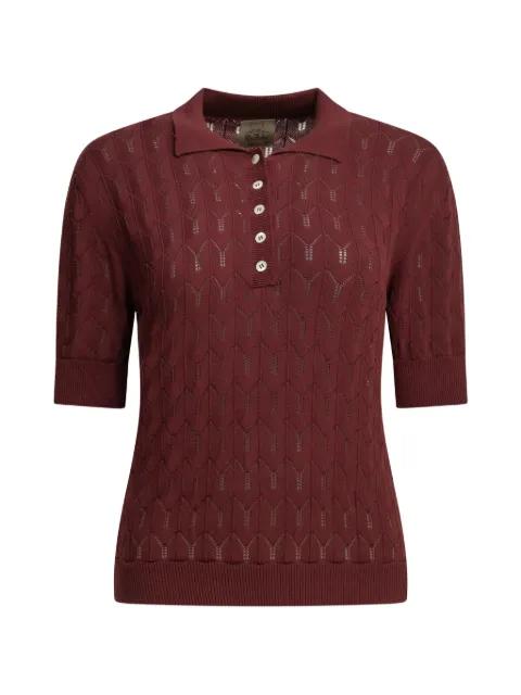 California pointelle-knit polo top by RAKKI