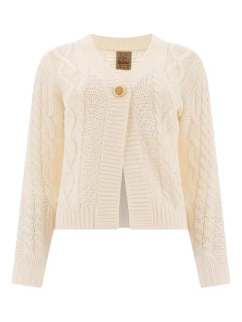 cable-knit button cardigan by RAKKI