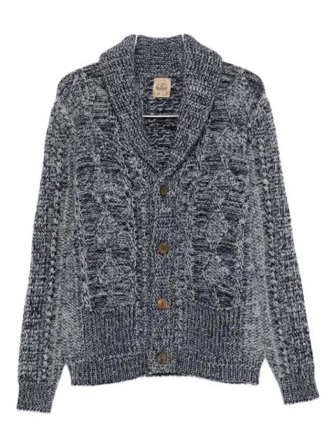 cable-knit shawl-collar cardigan by RAKKI
