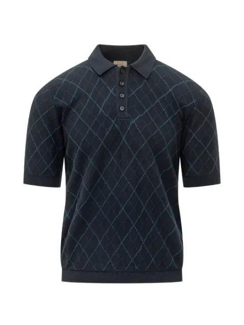 diamond-pattern intarsia polo shirt by RAKKI