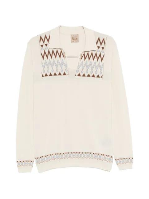 geometric-patter polo shirt by RAKKI