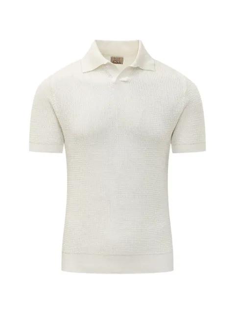 waffle-knit V-neck T-shirt by RAKKI
