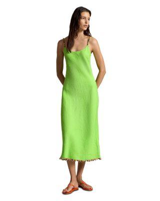 Beaded Trim Linen Slip Dress by RALPH LAUREN