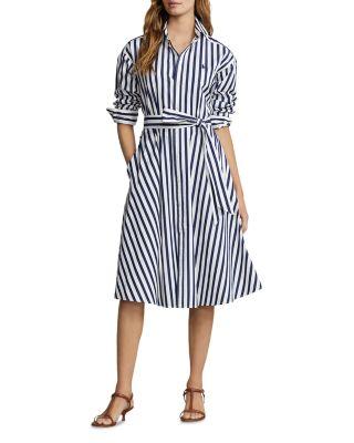 Belted Striped Cotton Shirt Dress by RALPH LAUREN