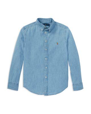 Boys' Chambray Button Down Dress Shirt - Big Kid by RALPH LAUREN