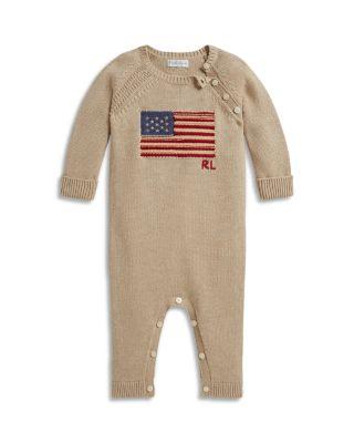 Boys' Contrast Trim Flag Cotton Coverall - Baby by RALPH LAUREN