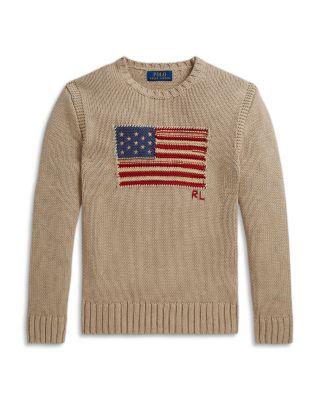 Boys' Contrast Trim Iconic Flag Sweater - Big Kid by RALPH LAUREN