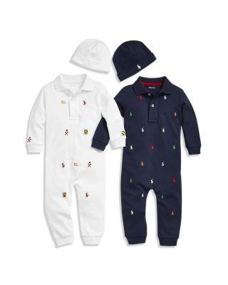 Boys' Cotton Embroidered Coveralls & Reversible Beanie - Baby by RALPH LAUREN