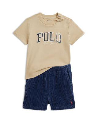 Boys' Madras-Logo Cotton Tee & Corduroy Shorts Set - Baby by RALPH LAUREN