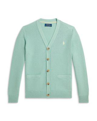 Boys' Mesh Knit Cotton V Neck Cardigan - Big Kid by RALPH LAUREN