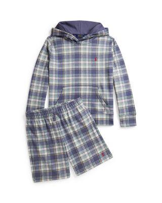 Boys' Plaid French Terry Hoodie & Shorts - Big Kid by RALPH LAUREN