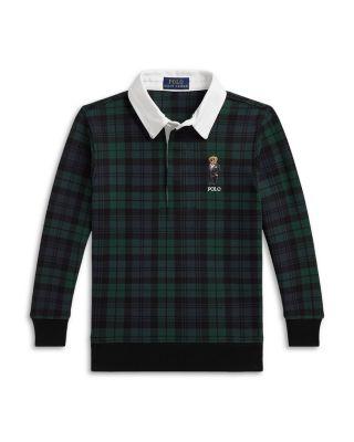 Boys' Polo Bear Plaid Cotton Blend Rugby Sweatshirt - Little Kid by RALPH LAUREN