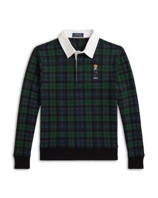 Boys' Polo Bear Plaid Cotton Blend Rugby Sweatshirt - Little Kid by RALPH LAUREN