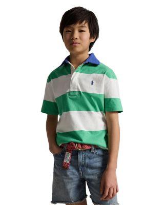 Boys' Striped Cotton Short Sleeved Rugby Shirt - Big Kid by RALPH LAUREN Boys' Striped Cotton Short Sleeved Rugby Shirt - Big Kid by RALPH LAUREN