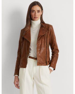 Burnished Leather Moto Jacket by RALPH LAUREN