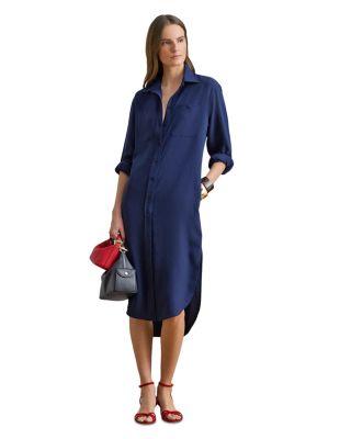 Button Trim Ribbed Cotton Blend Dress by RALPH LAUREN