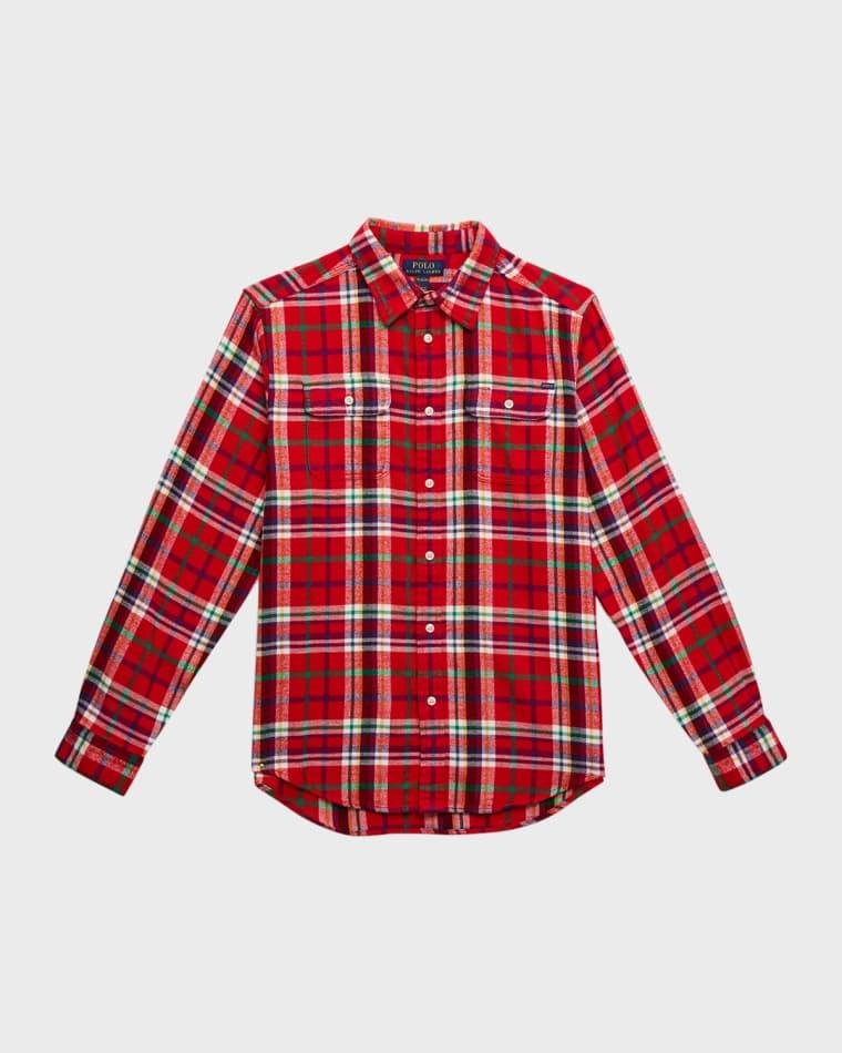 Boy's Brushed Flannel-Print Shirt, Size S-XL by RALPH LAUREN CHILDRENSWEAR