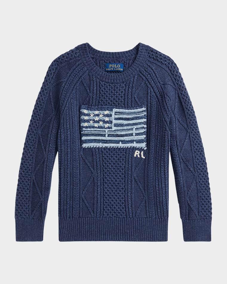 Boy's Faded Cotton Flag Sweater by RALPH LAUREN CHILDRENSWEAR