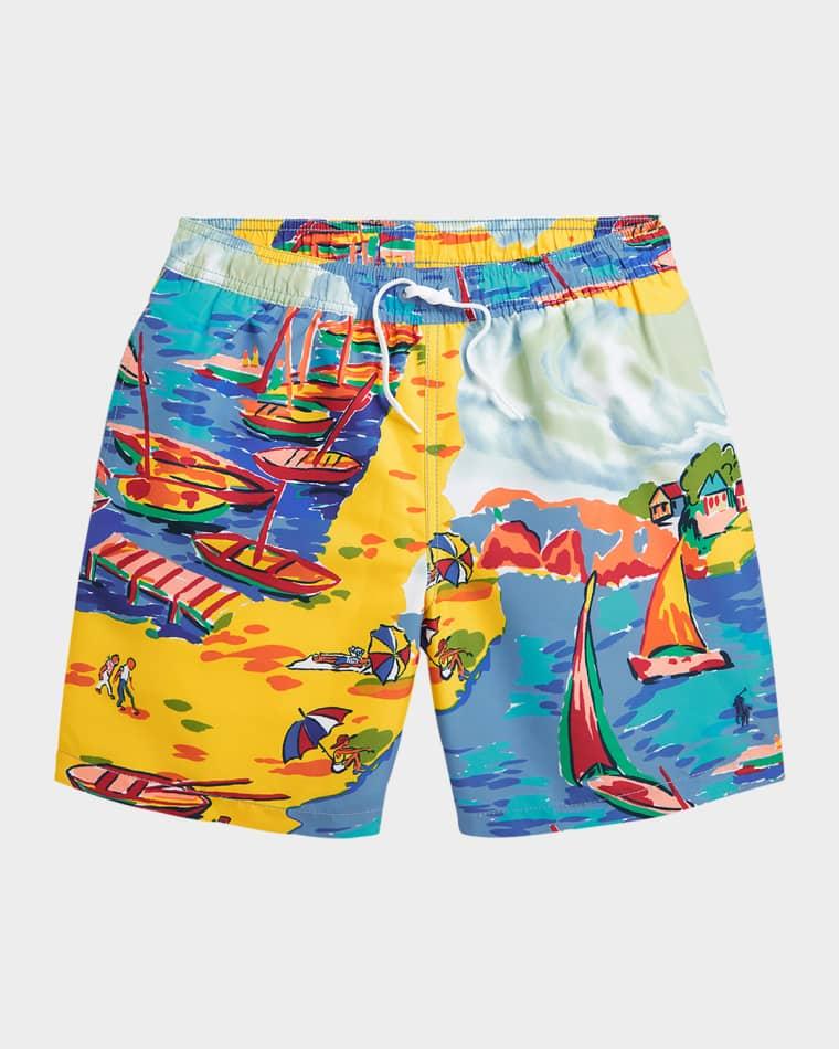 Boy's Seaside Village-Print Swim Shorts by RALPH LAUREN CHILDRENSWEAR