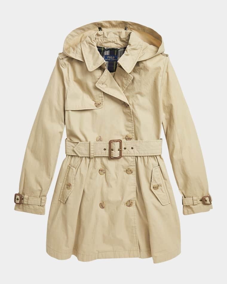 Girl's Hooded Slim Fit Trench Coat, Size 7-16 by RALPH LAUREN CHILDRENSWEAR