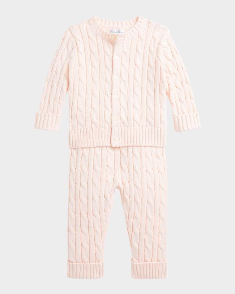Kid's Cotton Cable Knit Sweater & Pants Set, Size Newborn-24M by RALPH LAUREN CHILDRENSWEAR