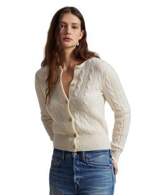 Cable Knit Cashmere Crewneck Cardigan by RALPH LAUREN