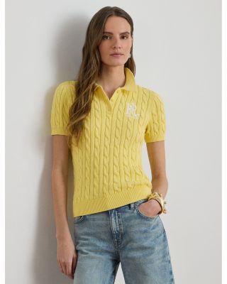Cable Knit Polo Sweater by RALPH LAUREN
