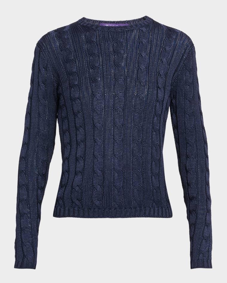 Cable-Knit Silk Crewneck Sweater by RALPH LAUREN