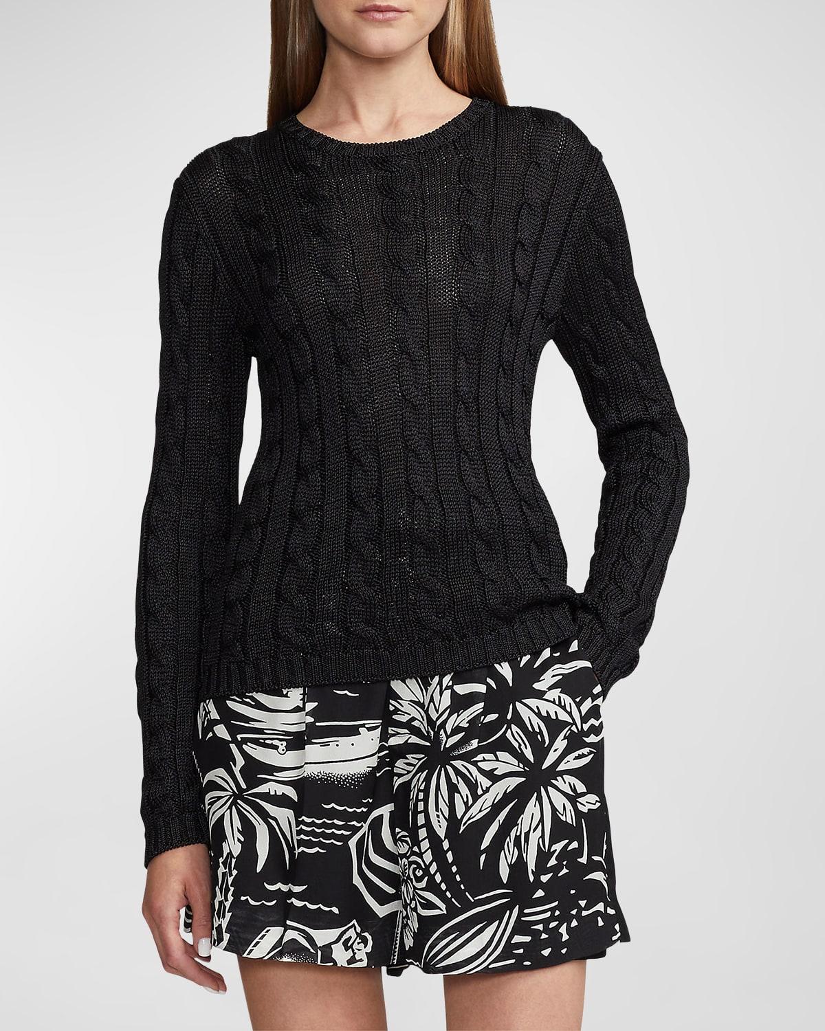Cable-Knit Silk Crewneck Sweater by RALPH LAUREN