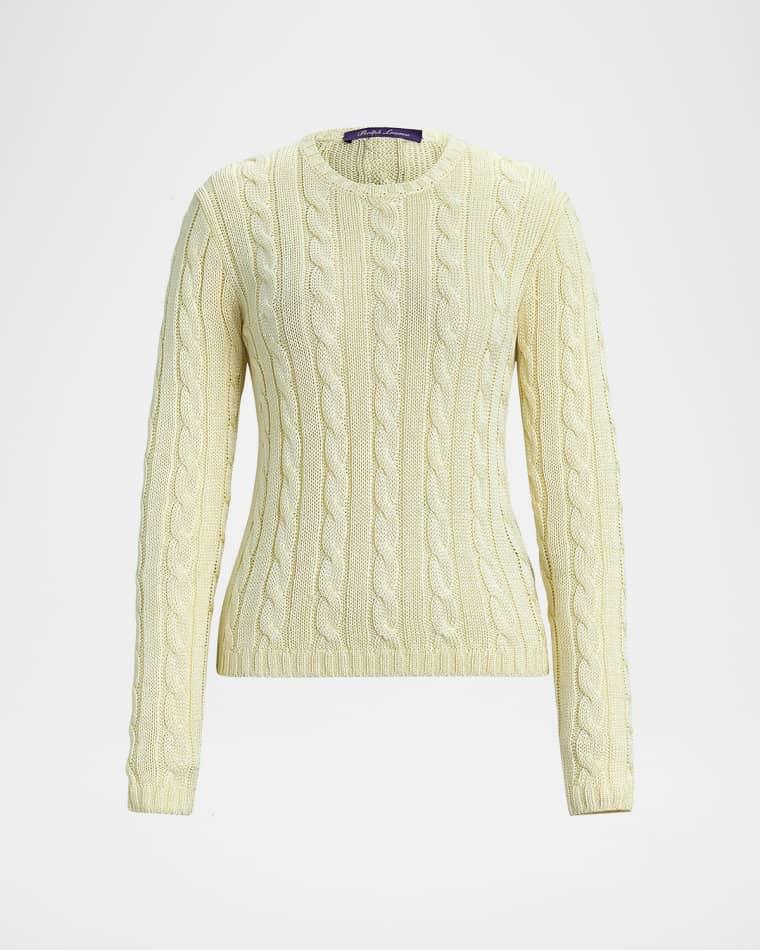 Cable-Knit Silk Crewneck Sweater by RALPH LAUREN