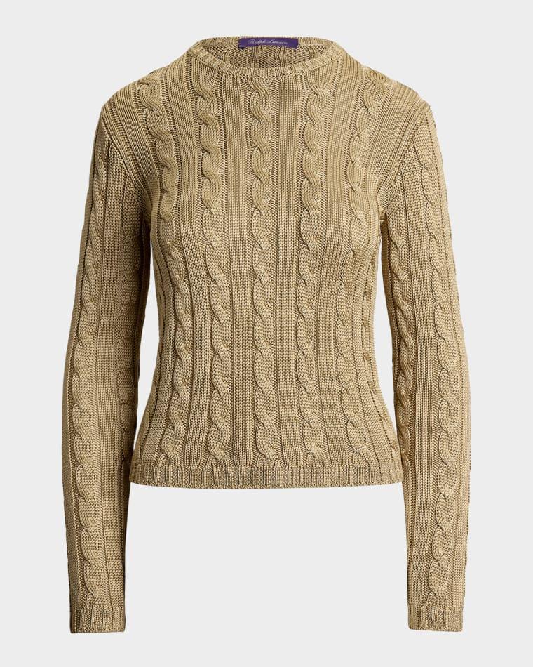 Cable-Knit Silk Crewneck Sweater by RALPH LAUREN