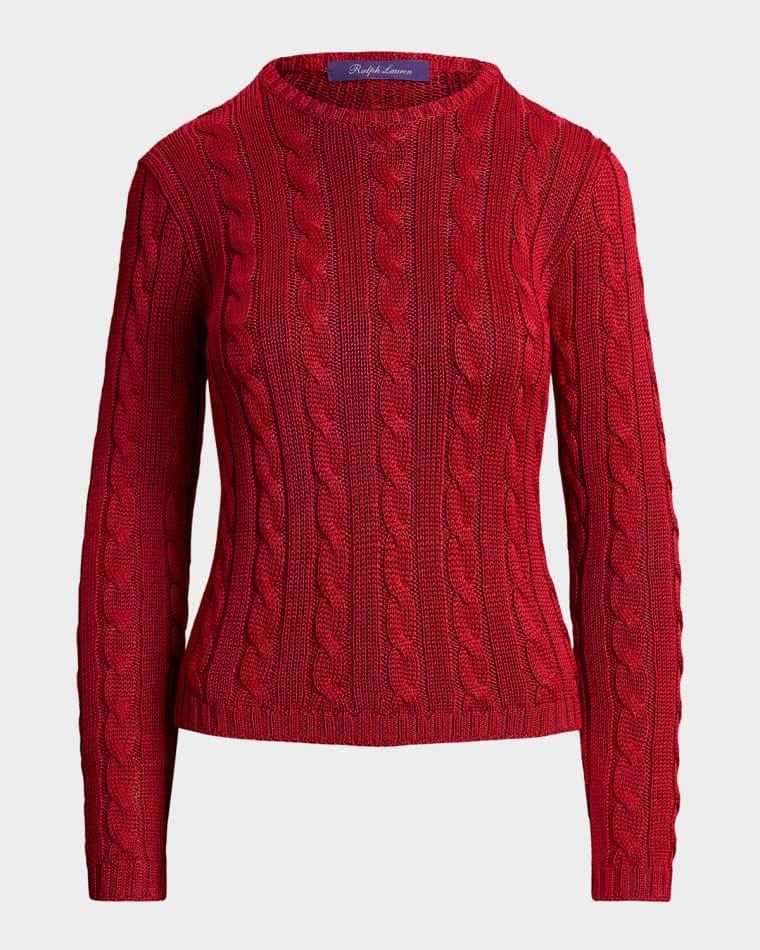 Cable-Knit Silk Crewneck Sweater by RALPH LAUREN