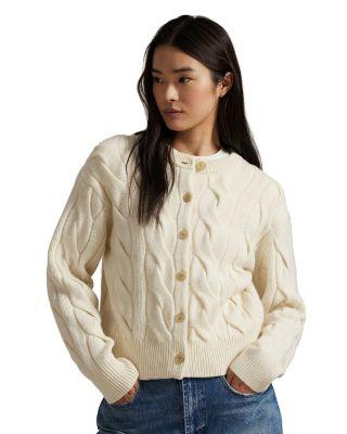 Cable Knit Wool Cashmere Cardigan Sweater by RALPH LAUREN