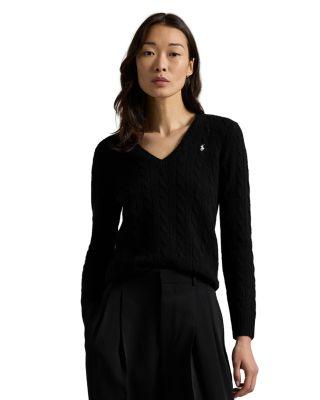 Cable Knit Wool & Cashmere V-Neck Sweater by RALPH LAUREN
