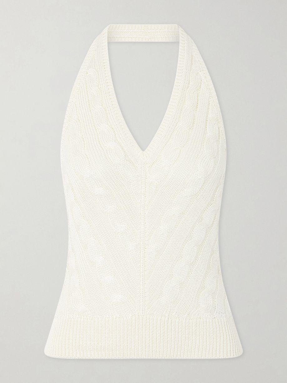 Cable-knit silk halterneck top by RALPH LAUREN