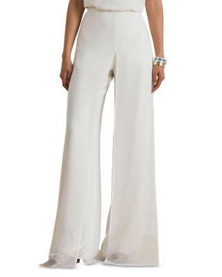 Chiffon Trim Georgette Wide Leg Pant by RALPH LAUREN