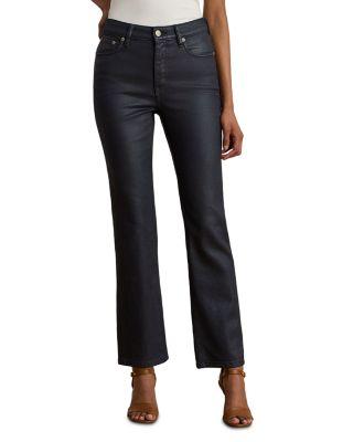 Coated High Rise Ankle Straight Jeans in Navy by RALPH LAUREN