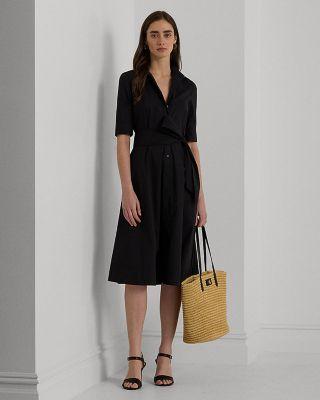 Cotton Blend Elbow Sleeve Shirt Dress by RALPH LAUREN