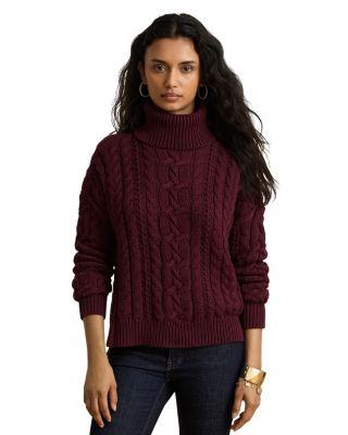Cotton Cable Knit Turtleneck Sweater by RALPH LAUREN